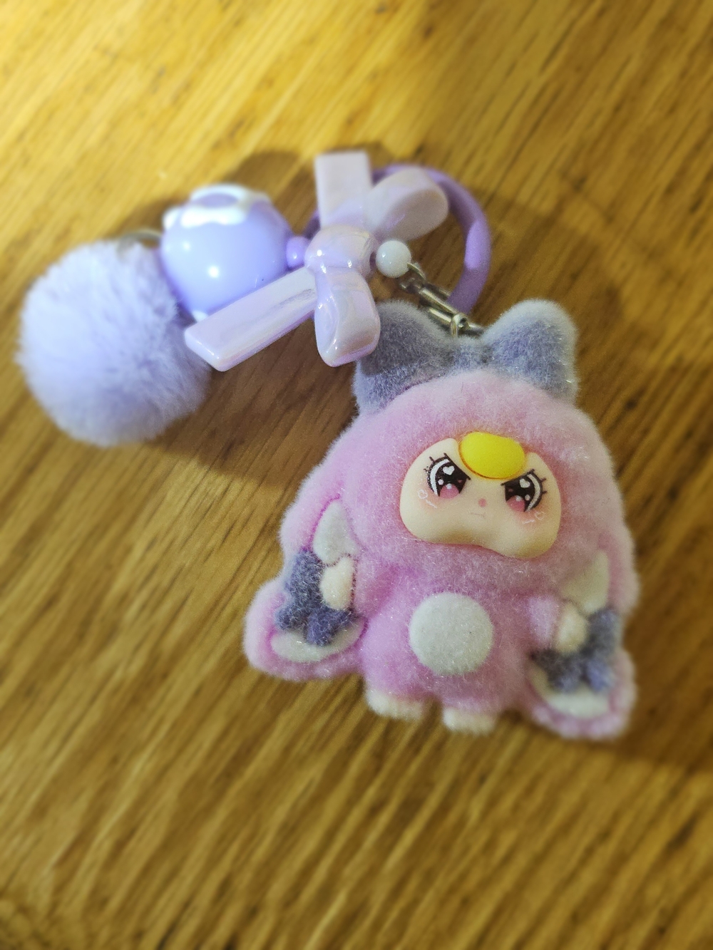 2/25$ Kawaii Purple Plush Character Keychain